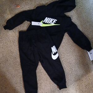 Nike Kids Black and Lime Green Jogger Set